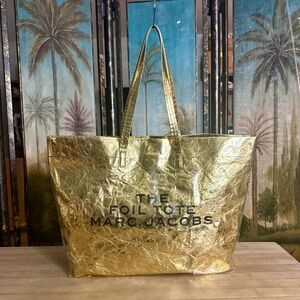Marc Jacobs Metallic Gold PVC The Foil Tote Bag Purse